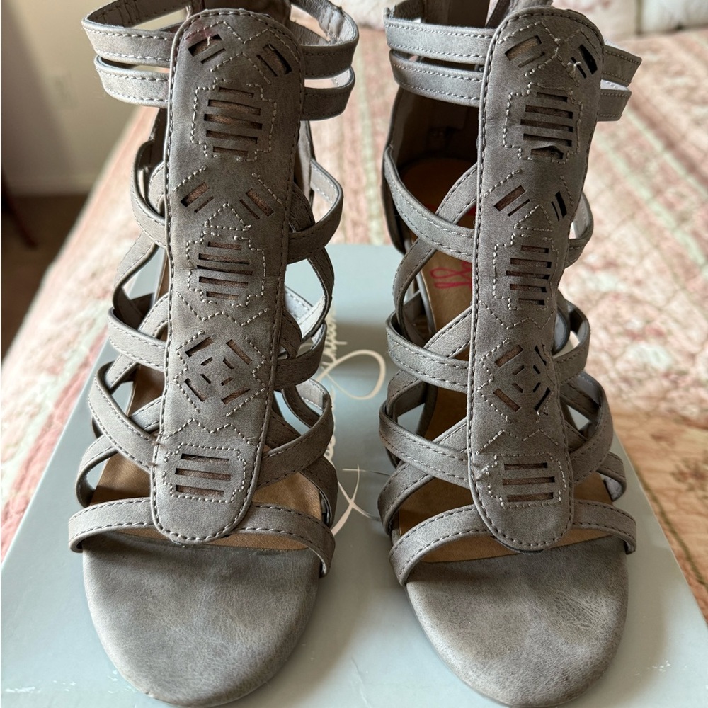 Gray Strappy Sandals